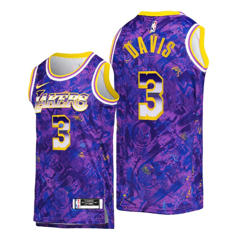 Men's Los Angeles Lakers Anthony Davis #3 NBA Select Series Camo Purple Basketball Jersey SKN8283MP